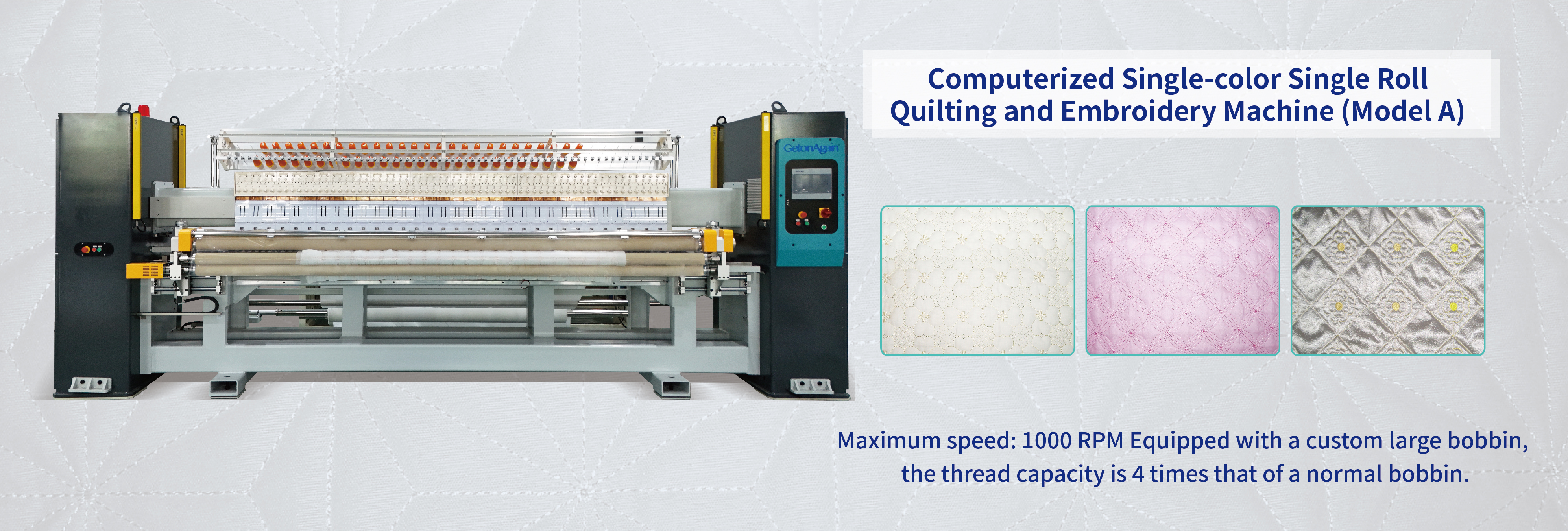 Computerized Single-color Single Roll Quilting and Embroidery Machine (Model A)